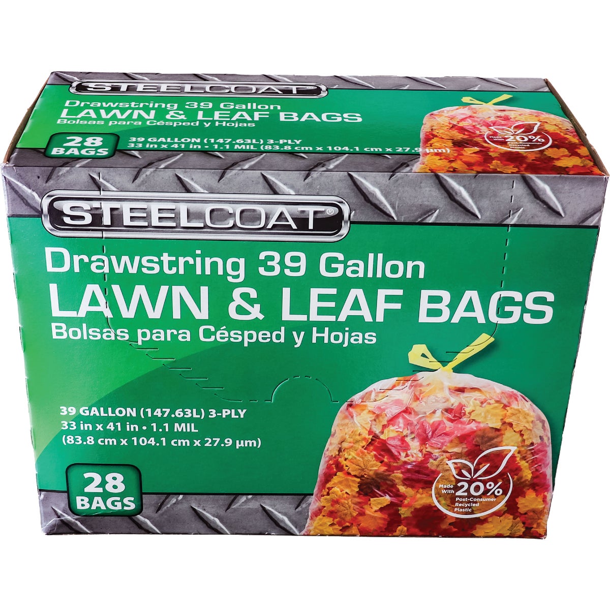 Steelcoat 39 Gal. Clear Lawn & Leaf Drawstring Trash Bag (28-Count) Image 4