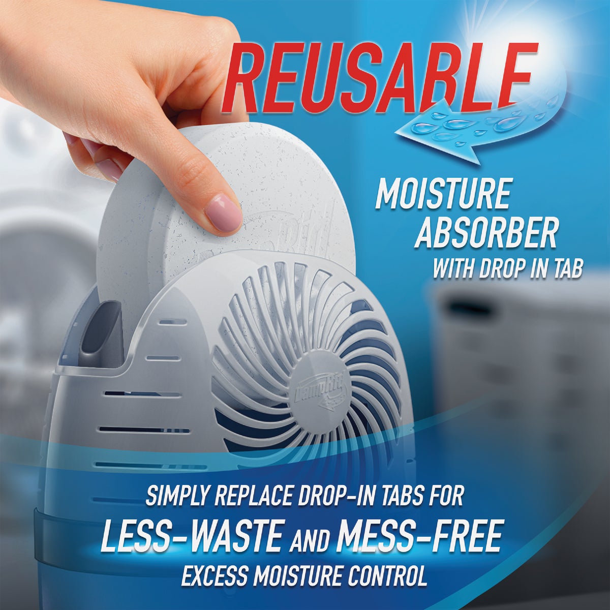DampRid Reusable Moisture Absorber with Drop-In Tablet, Fresh Scent, 15.8 Oz. Image 3