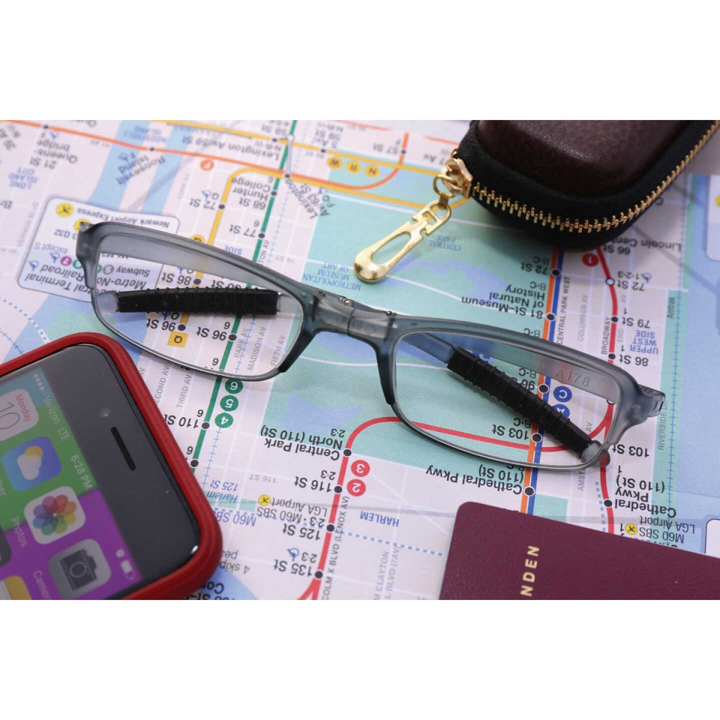 Kikkerland Folding Reading Glasses in Zip Case, Assorted Magnification Image 4