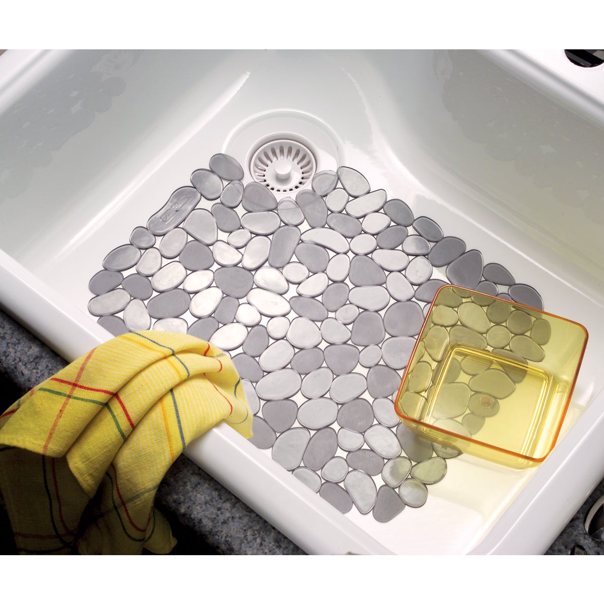 iDesign Pebblz 12 In. x 15.5 In. Graphite Sink Mat Image 2