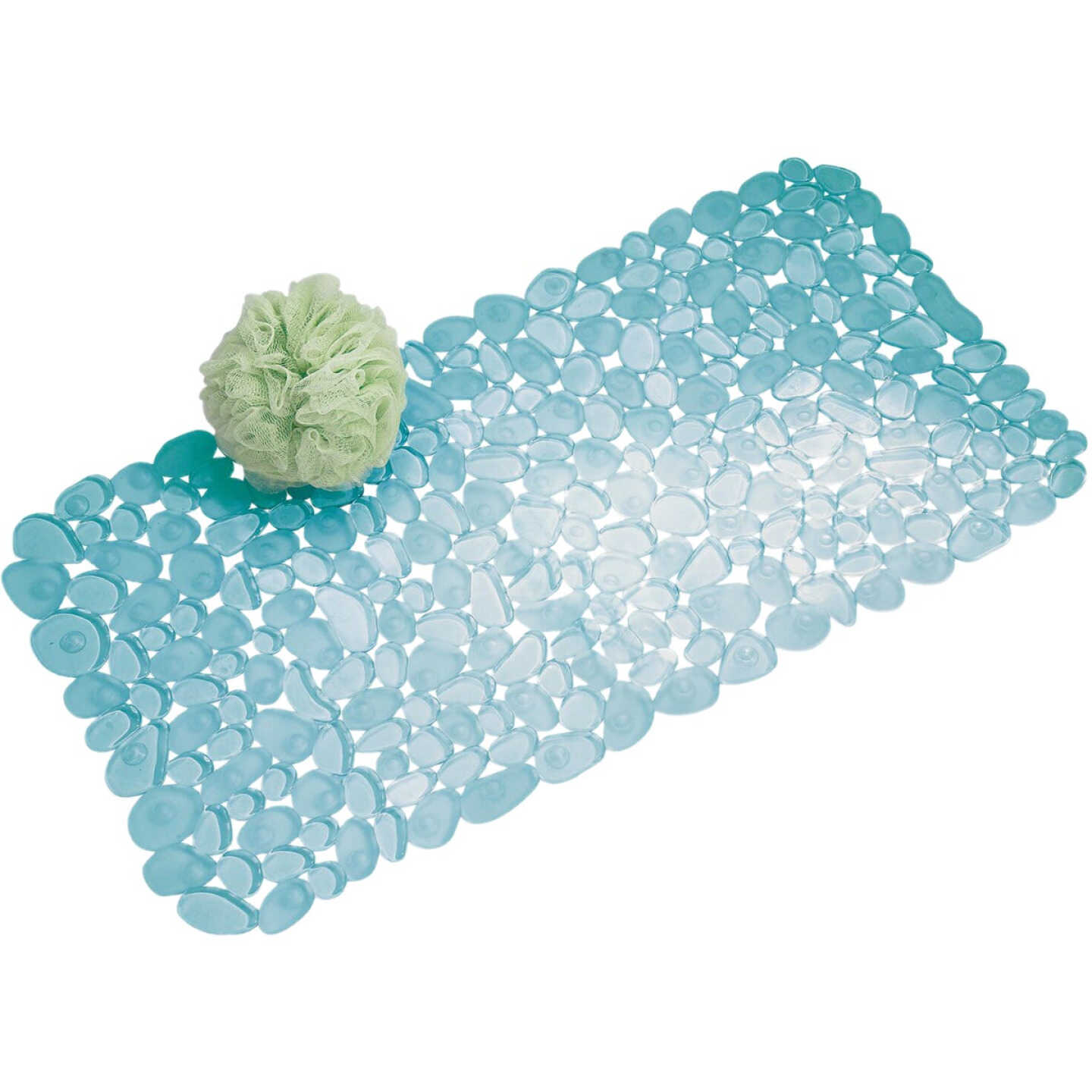 iDesign Pebblz 13.5 In. x 26 In. Blue Bath Mat Image 1