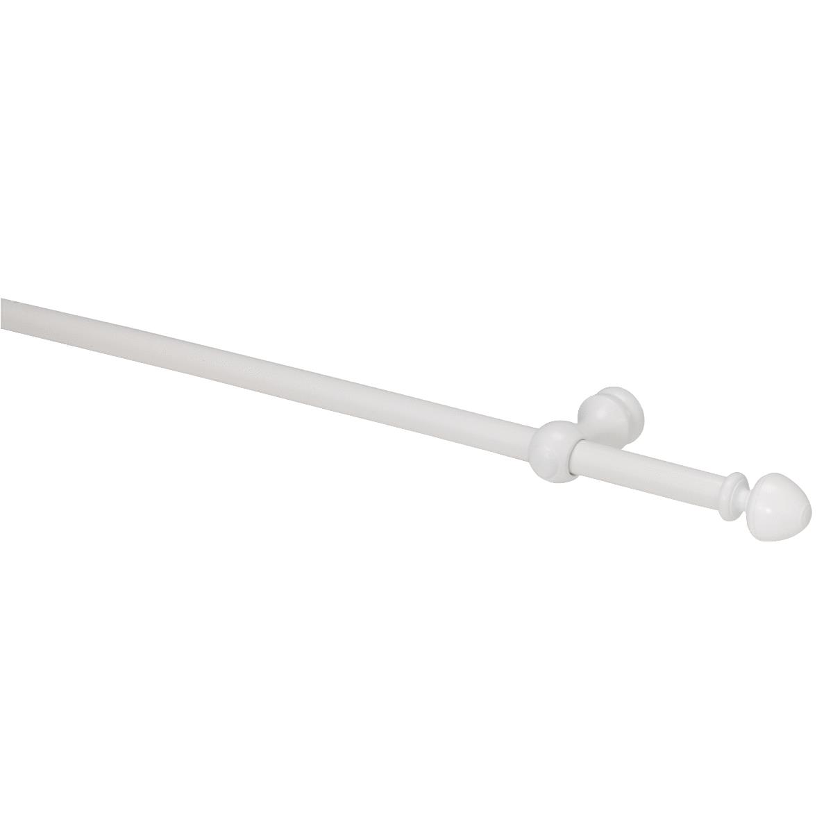Levolor Button 48 In. 1 In. Single Curtain Rod, White