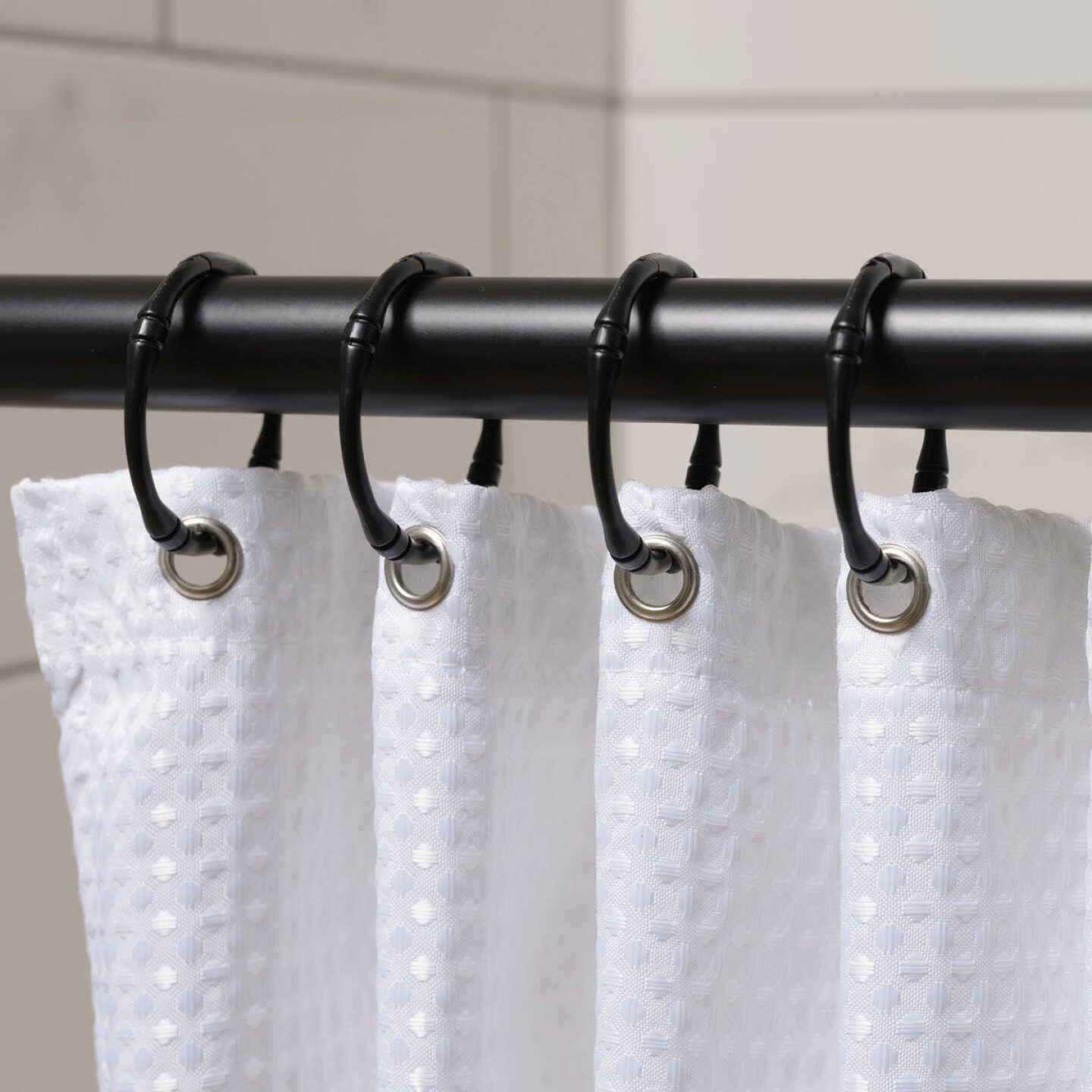 Zenna Home Rustproof Matte Black Shower Curtain Rings (12-Count) Image 2