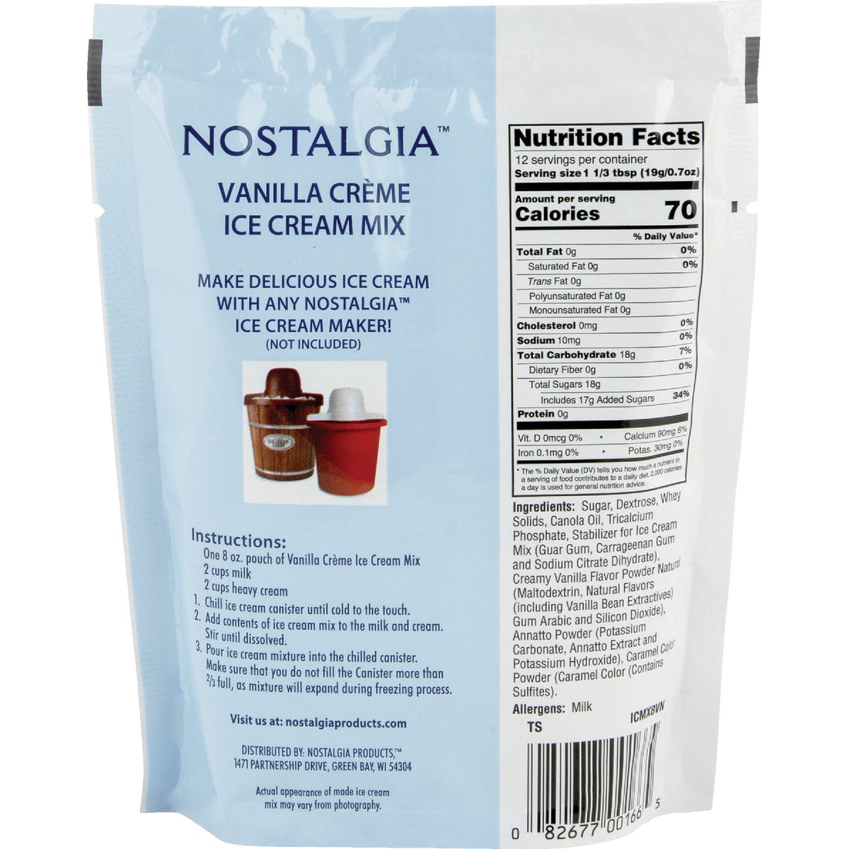 Nostalgia 8 Oz. Vanilla Individual Ice Cream Packet Image 2