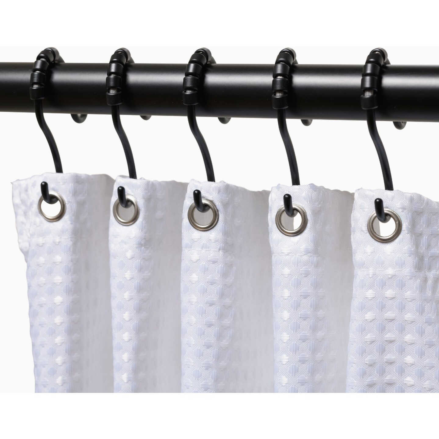Zenna Home Rustproof Matte Black Double Roller Shower Curtain Hooks (12-Count) Image 2