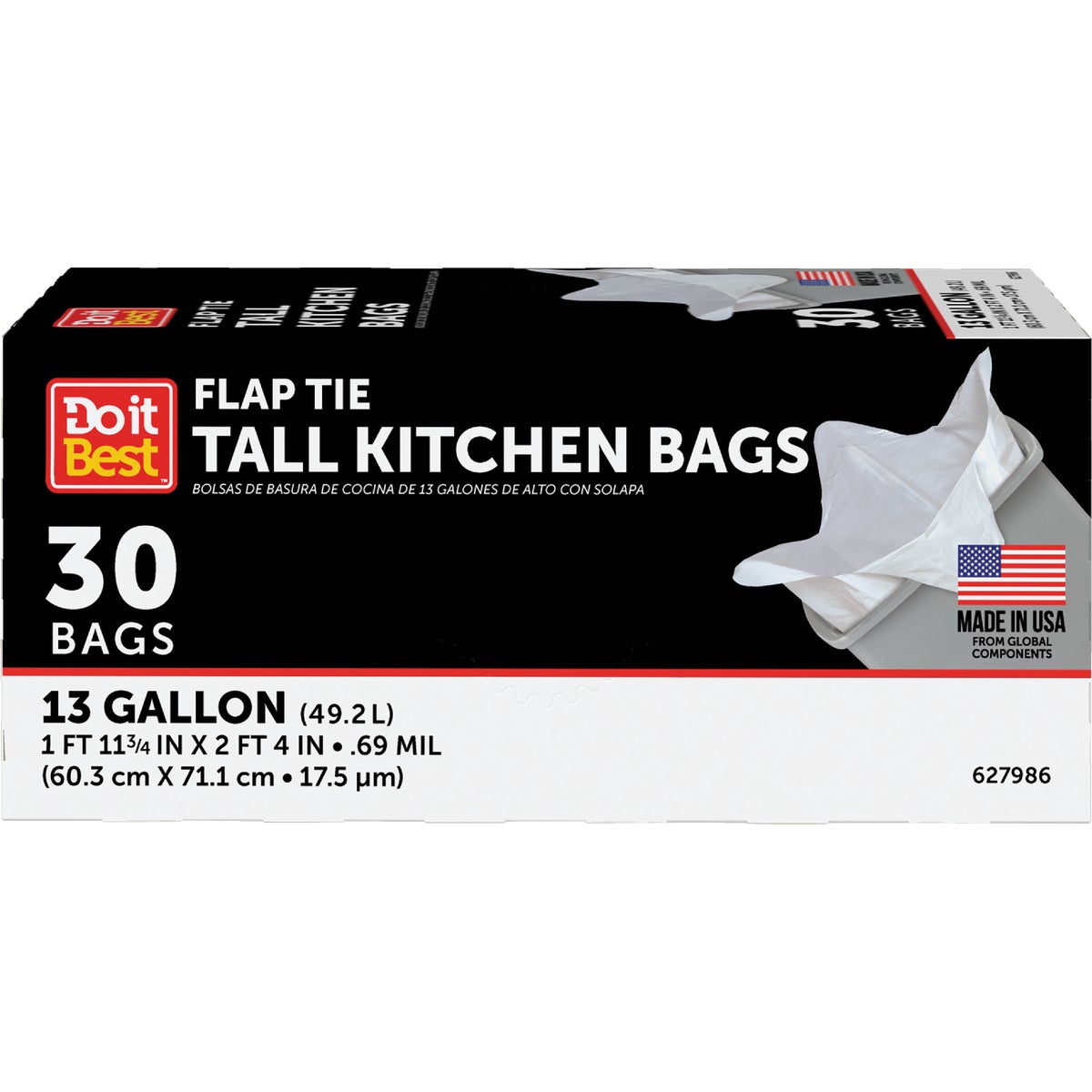 Do it Best 13 Gal. Tall Kitchen White Trash Bag (30-Count)
