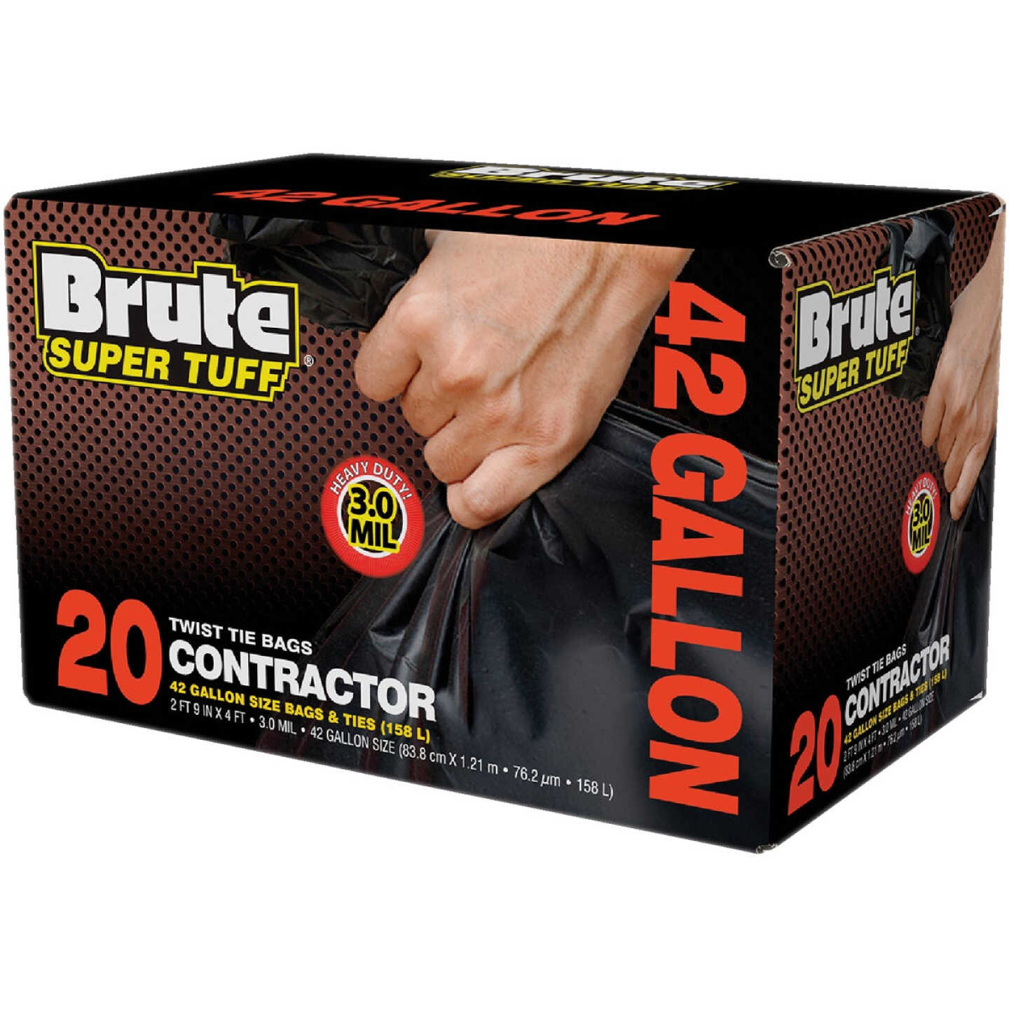 Brute Super Tuff 42 Gal. Contractor Black Trash Bag (20-Count) Image 1