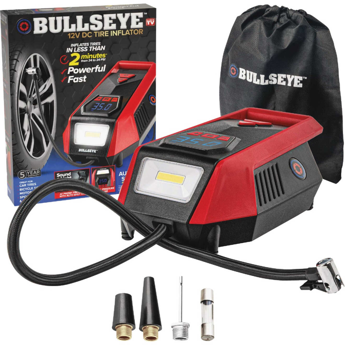 Bullseye 12V DC Handheld Tire Inflator Image 1