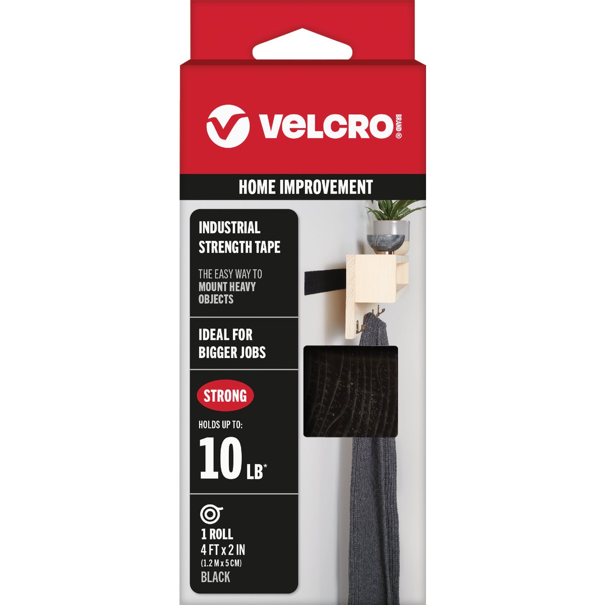 VELCRO Brand 2 In. x 4 Ft. Black Industrial Strength Hook & Loop Roll
