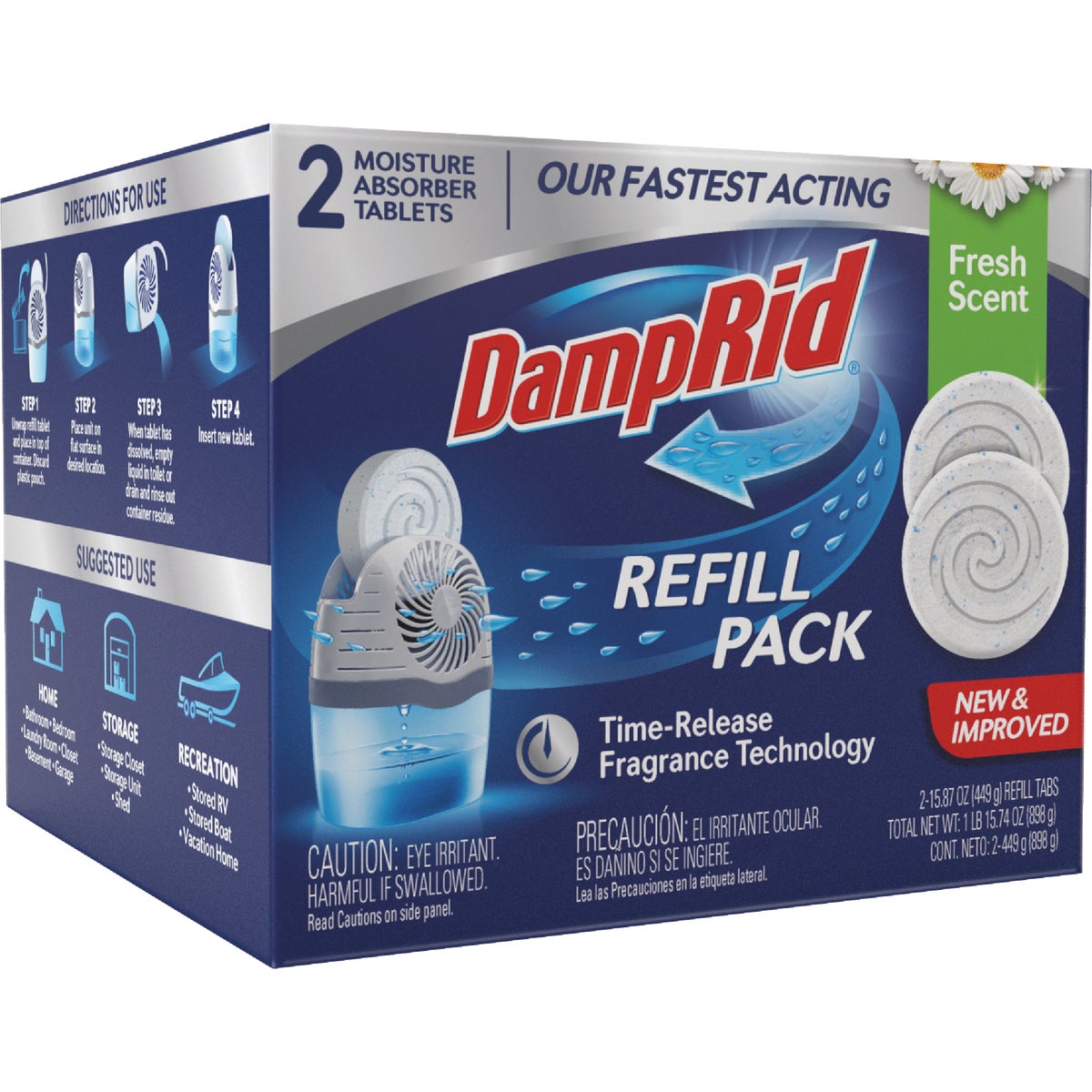 DampRid Moisture Absorber Drop-In Tablet Refill Pack, Fresh Scent, 15.8 Oz. (2-Pack) Image 1