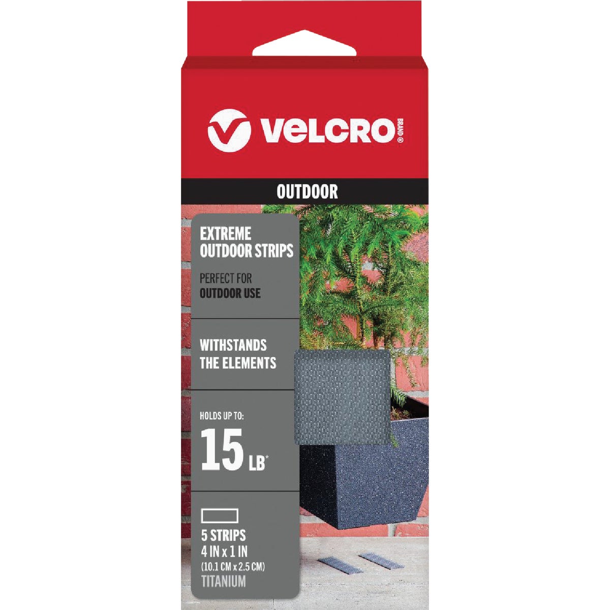 VELCRO Brand Industrial Strength Extreme Gray 1 In. x 4 In. Adhesive Hook & Loop Strip (5 Ct.)