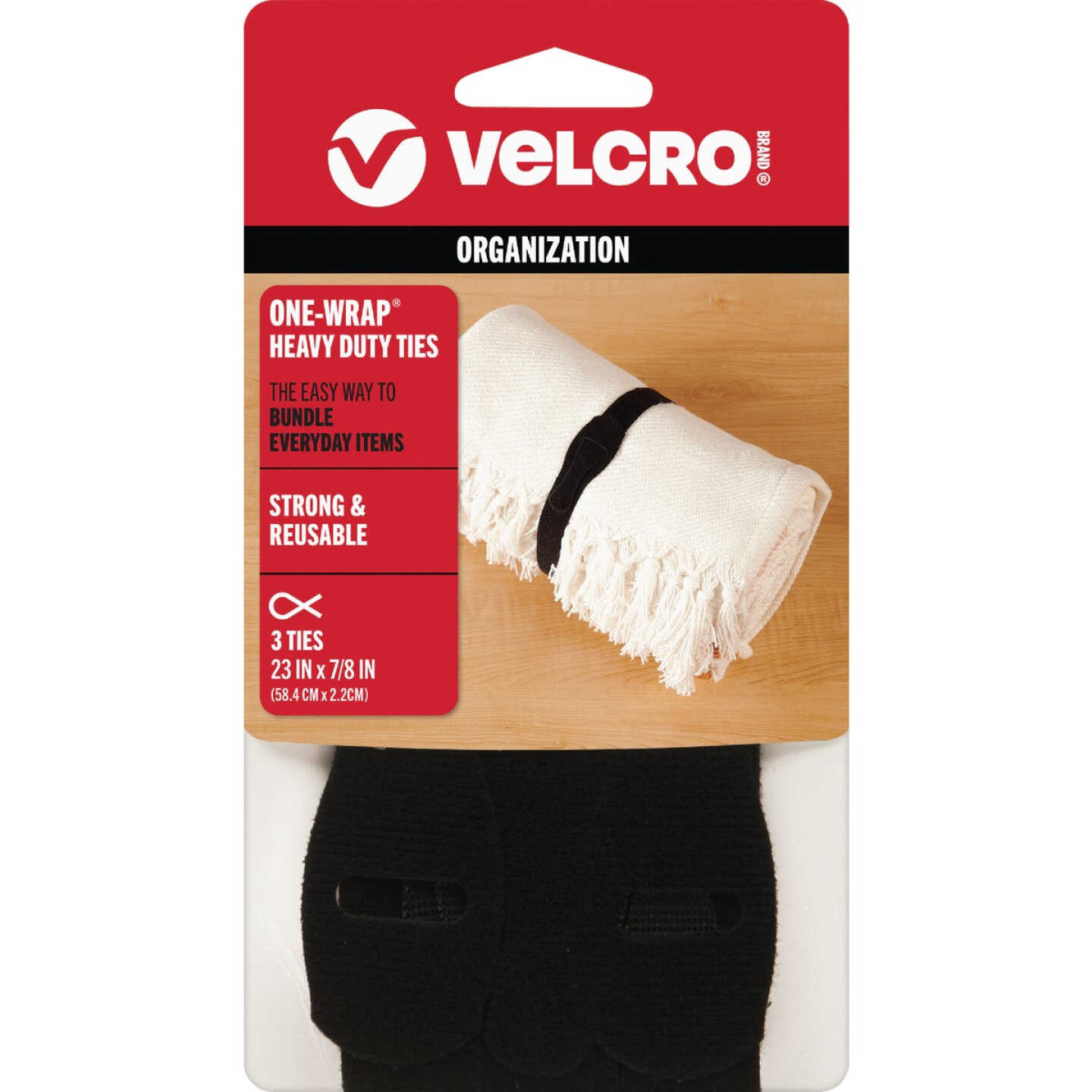VELCRO Brand One-Wrap 7/8 In. x 23 In. Black Hook & Loop Tie (3 Ct.) Image 1