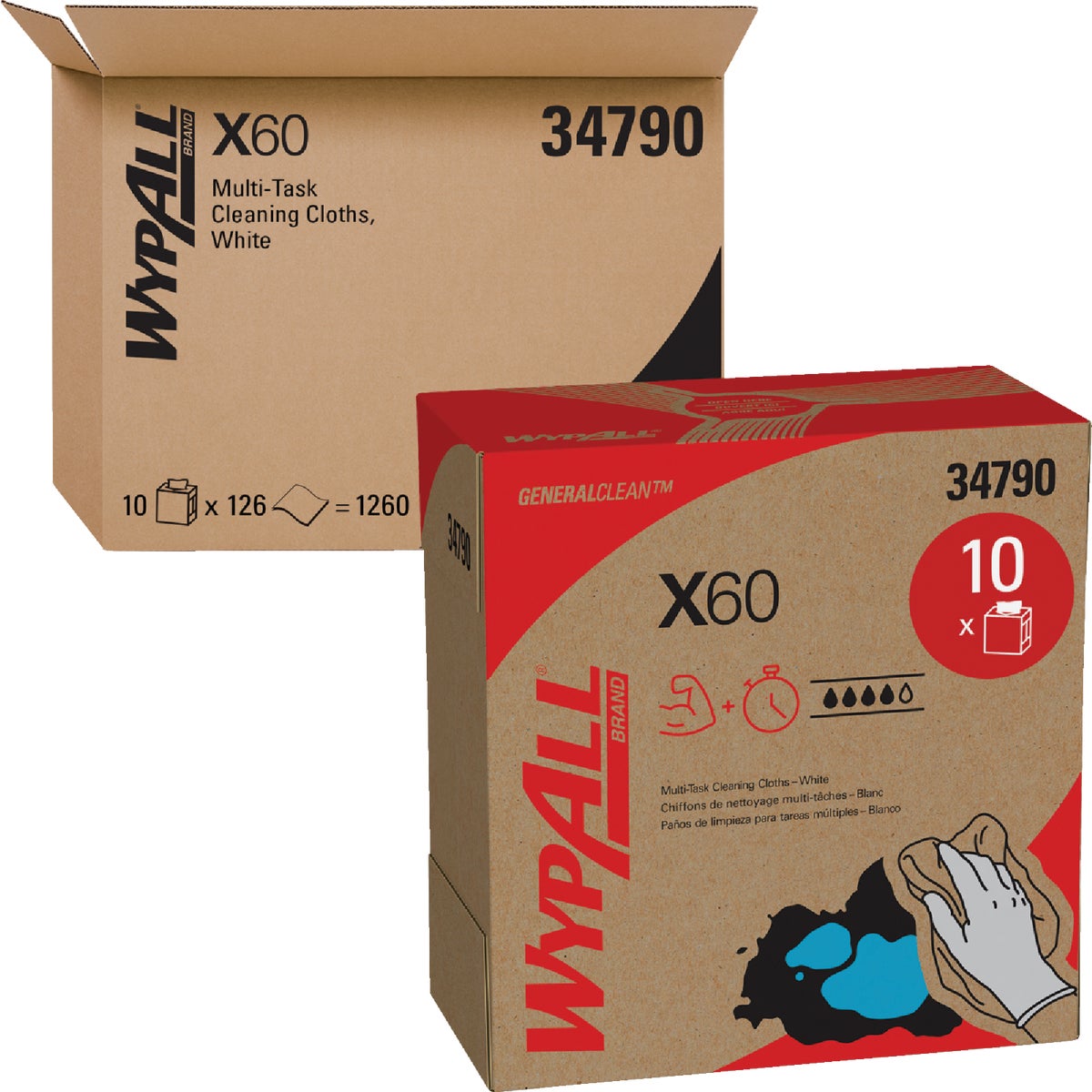 WypAll X60 White Pop-Up Teri Wiper Hand Towel (10-Count) Image 3