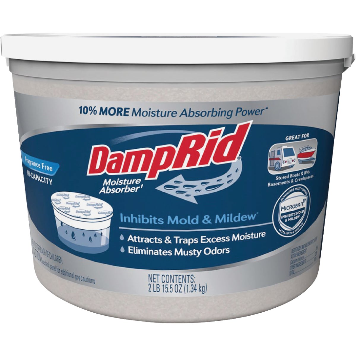 DampRid 2 Lb. 15.5 Oz. Hi-Capacity Fragrance Free Moisture Absorber with Microban