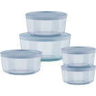 Pyrex Simply Store Tinted Blue Round Storage Set with Blue Plastic Lids (10-Piece) Image 1