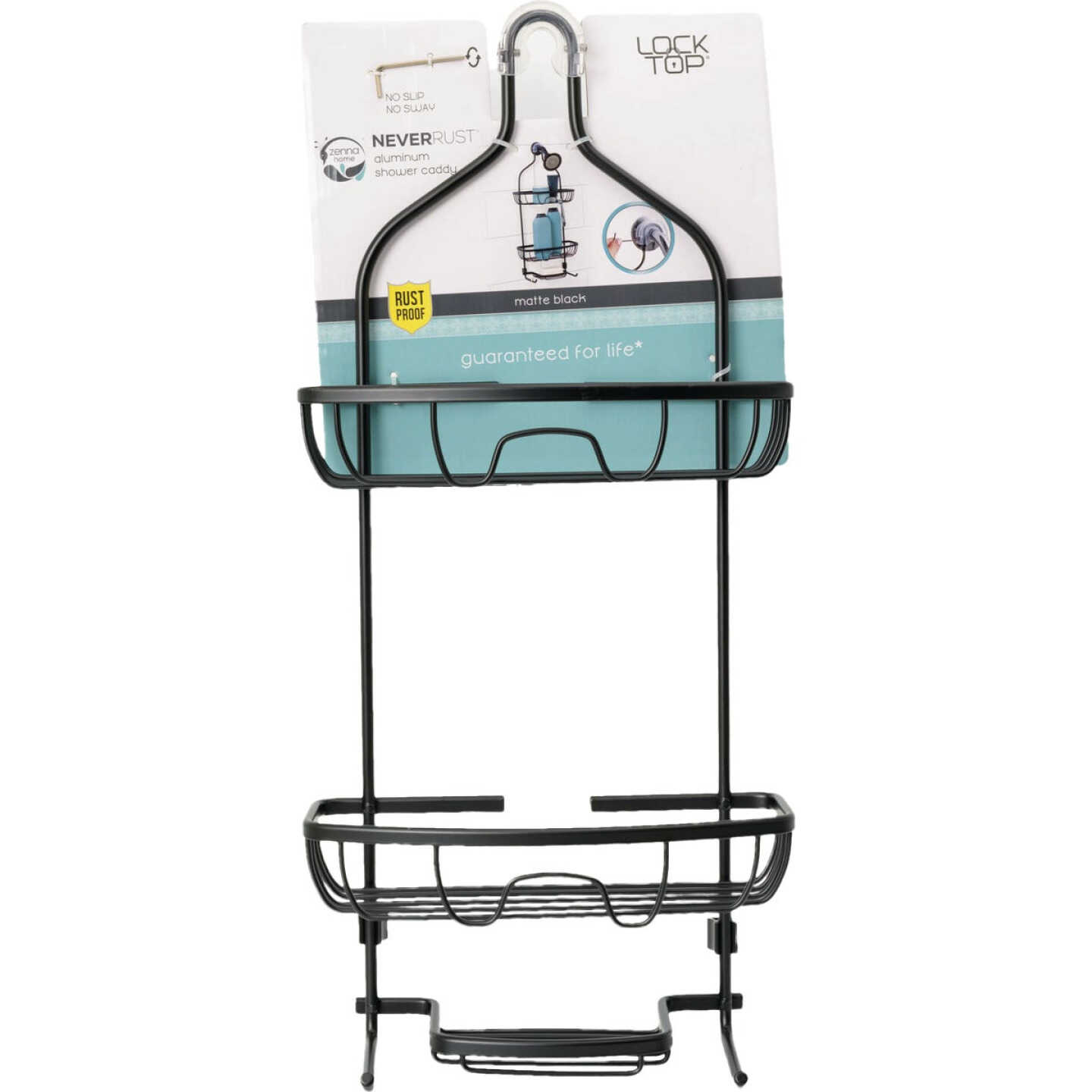 Zenna Home 11 In. x 24 In. Rustproof Hanging Shower Caddy, Matte Black Image 2