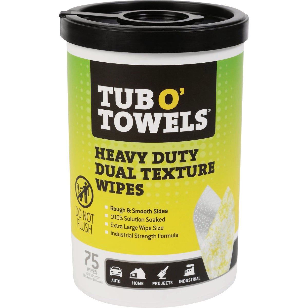 Tub O' Towels 10 In. x 12 In. Heavy Duty Dual Texture Wipes (75-Ct.)