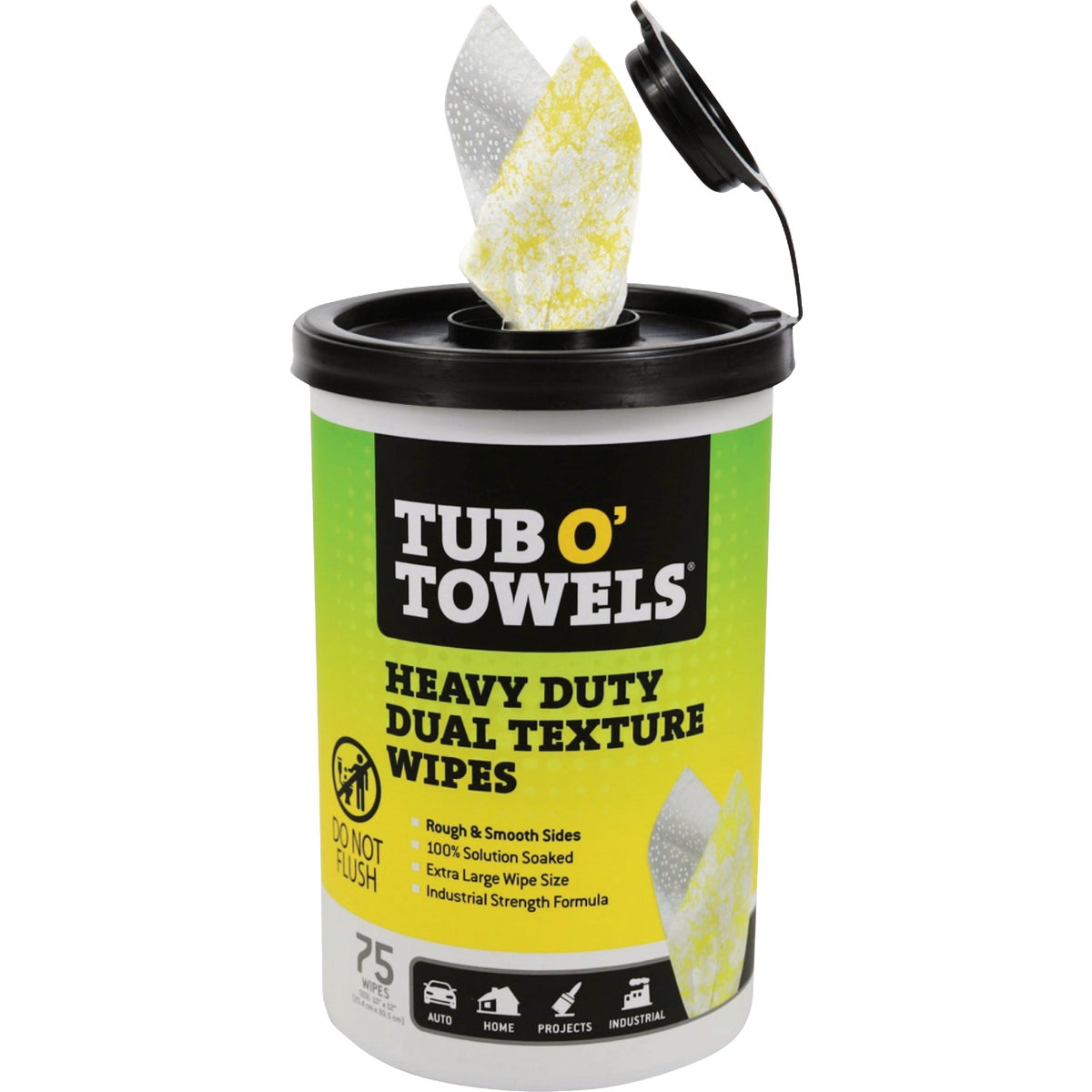 Tub O' Towels 10 In. x 12 In. Heavy Duty Dual Texture Wipes (75-Ct.) Image 4
