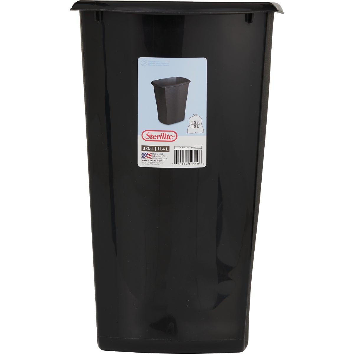 Sterilite 3 Gal. Rectangular Wastebasket Image 2