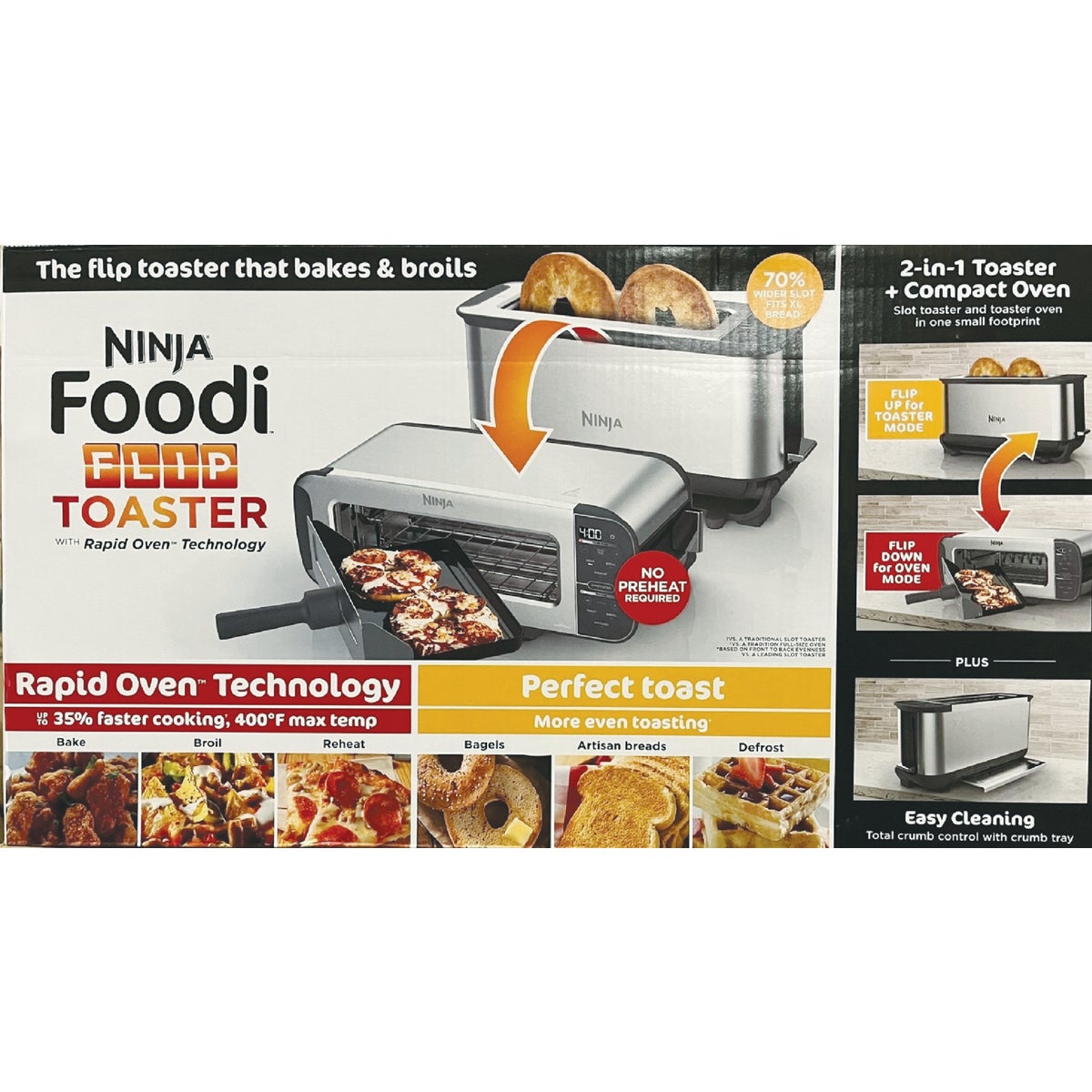 Ninja Foodi 2-Slice Stainless Steel 2-In-1 Flip Toaster Image 3