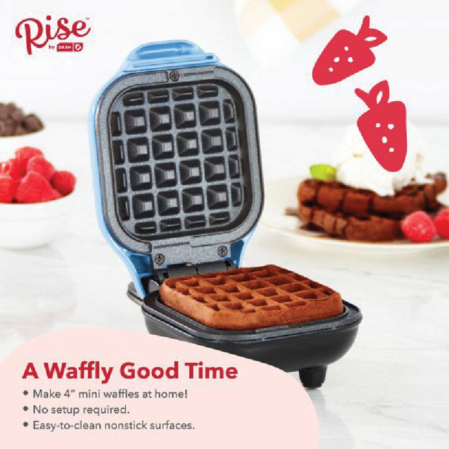 Rise by Dash 4 In. Light Blue Mini Waffle Maker Image 5