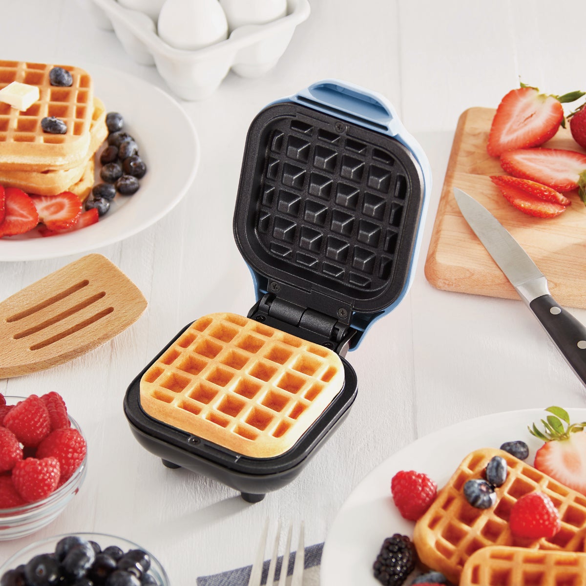 Rise by Dash 4 In. Light Blue Mini Waffle Maker Image 2