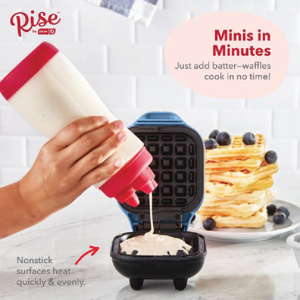 Rise by Dash 4 In. Light Blue Mini Waffle Maker Image 3