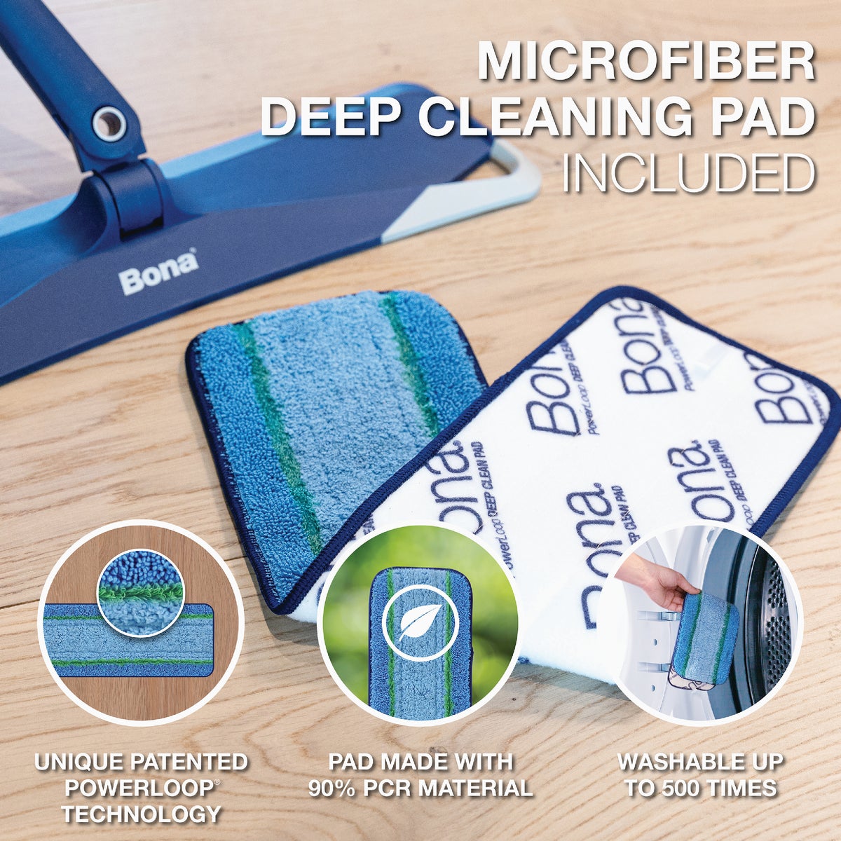 Bona 4 In. W. x 15 In. L. Microfiber Cleaning Pad Mop Refill with Dusting Pad (3-Count) Image 6