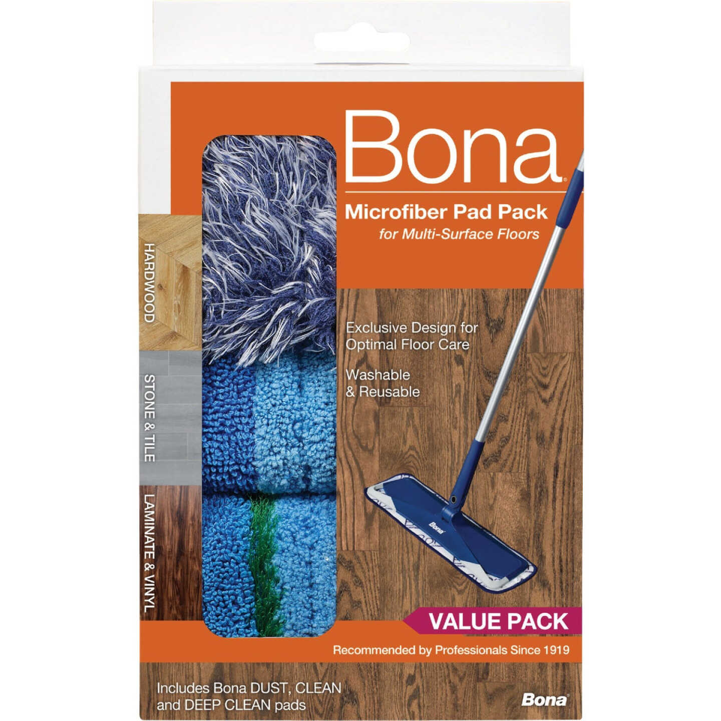 Bona 4 In. W. x 15 In. L. Microfiber Cleaning Pad Mop Refill with Dusting Pad (3-Count) Image 8