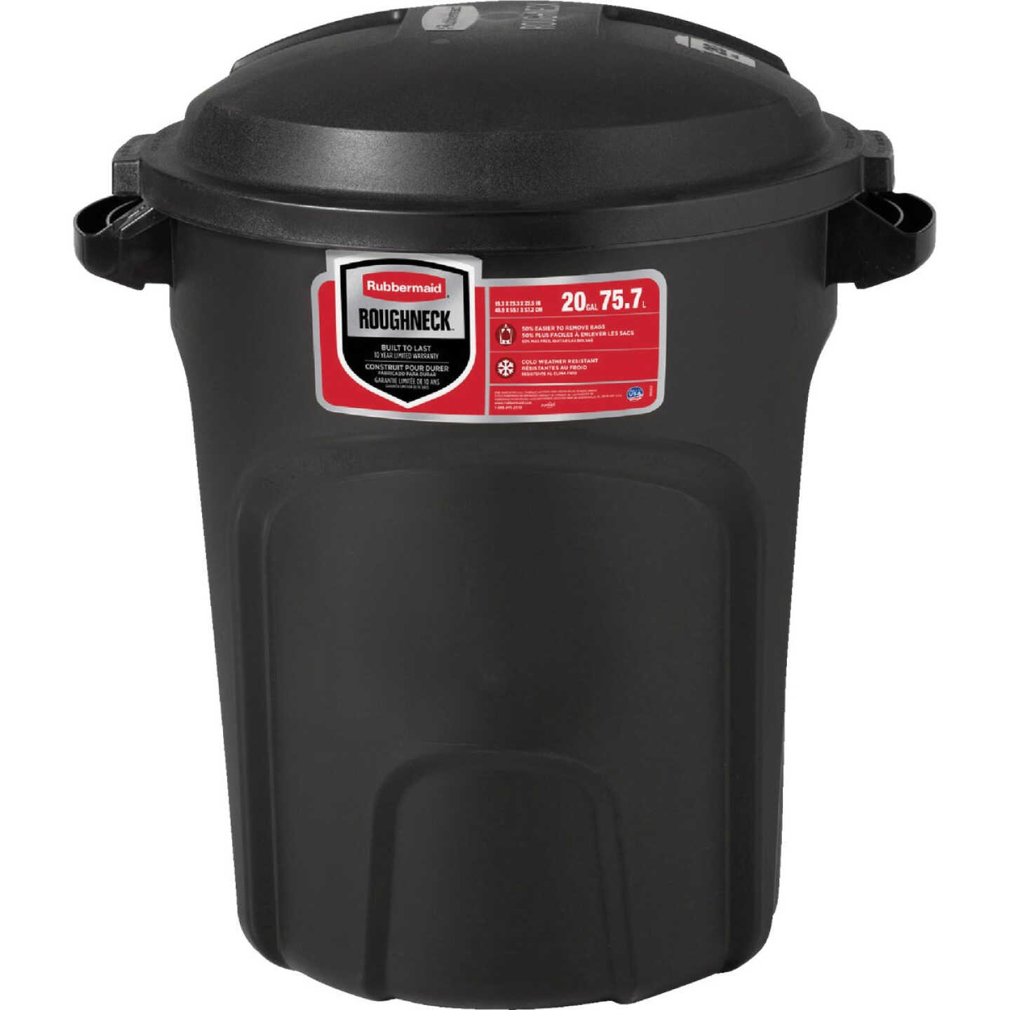 Rubbermaid Roughneck 20 Gal. Black NonWheeled Vented Trash Can with Lid Image 1