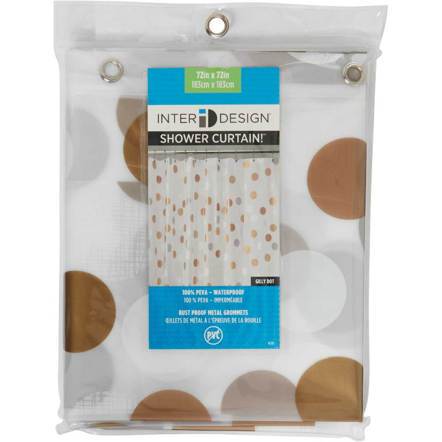 iDesign 72 In. x 72 In. Gilly Dot PEVA Shower Curtain Image 2