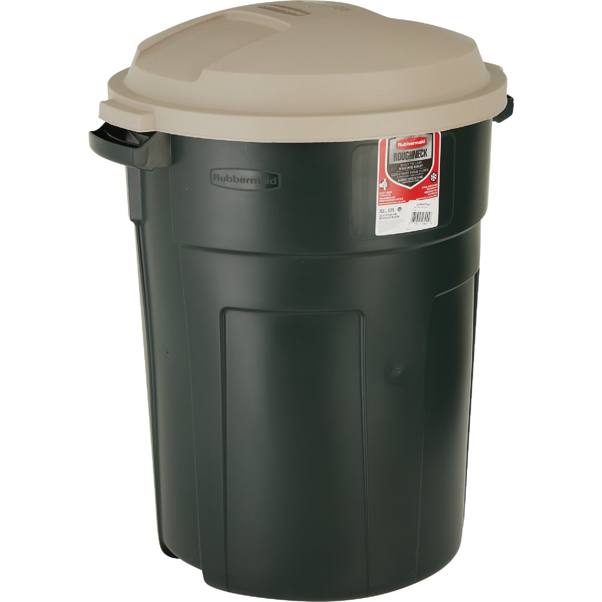Rubbermaid Roughneck 32 Gal. Green Trash Can with Lid Image 1