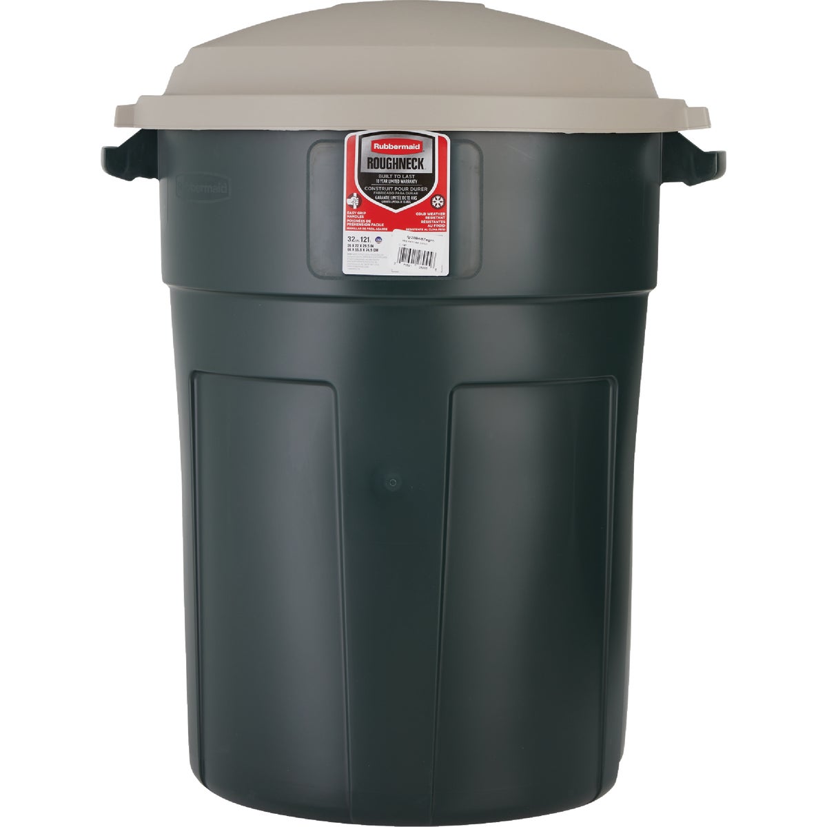 Rubbermaid Roughneck 32 Gal. Green Trash Can with Lid Image 2