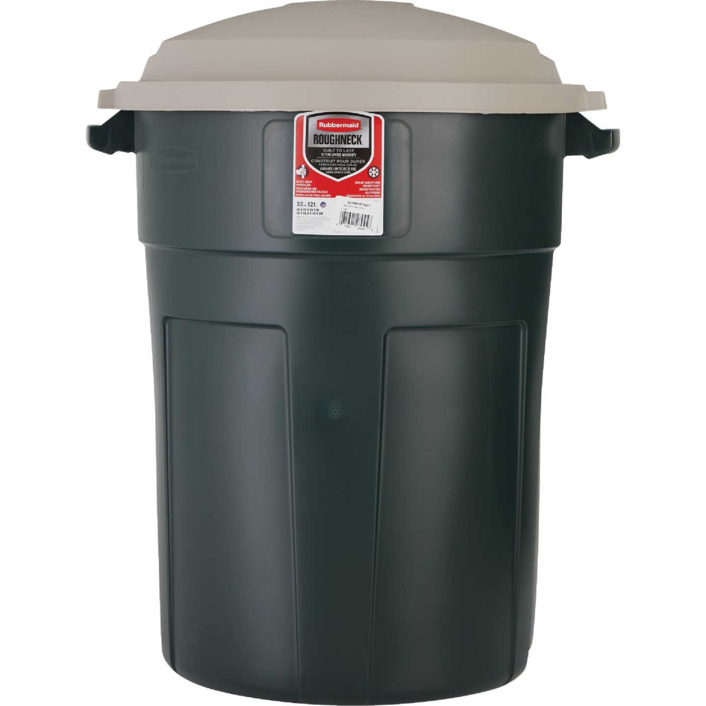 Rubbermaid Roughneck 32 Gal. Green Trash Can with Lid Image 2