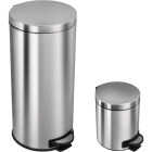 Ninestars 8 Gal. & 1.3 Gal. Stainless Steel Trash Cans (2-Count) Image 1