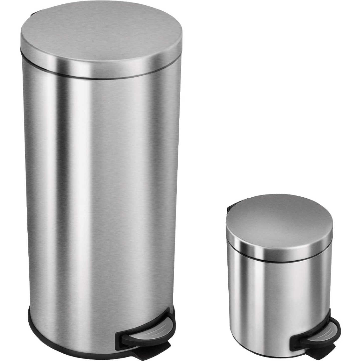 Ninestars 8 Gal. & 1.3 Gal. Stainless Steel Trash Cans (2-Count) Image 1