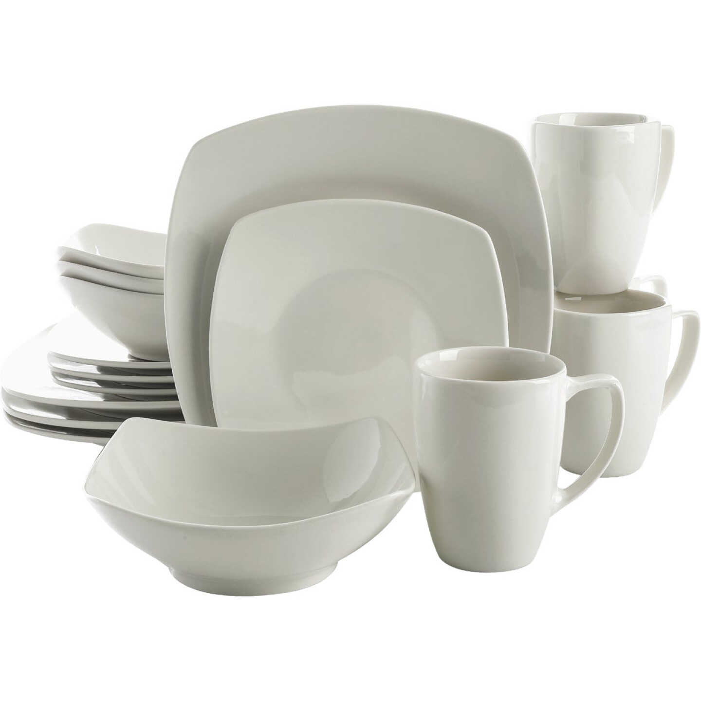 Gibson Home Zen Buffetware White Soft-Square Dinnerware Set (16-Piece) Image 1