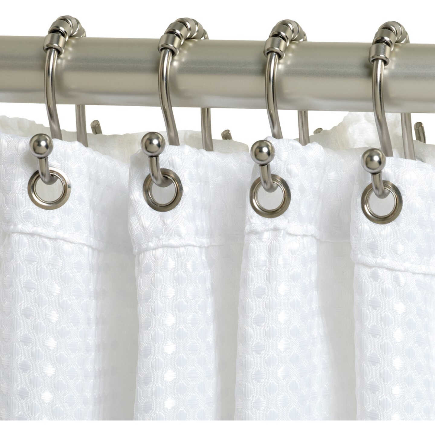 Zenna Home Rustproof Chrome Double Roller Shower Curtain Hooks (12-Count) Image 3