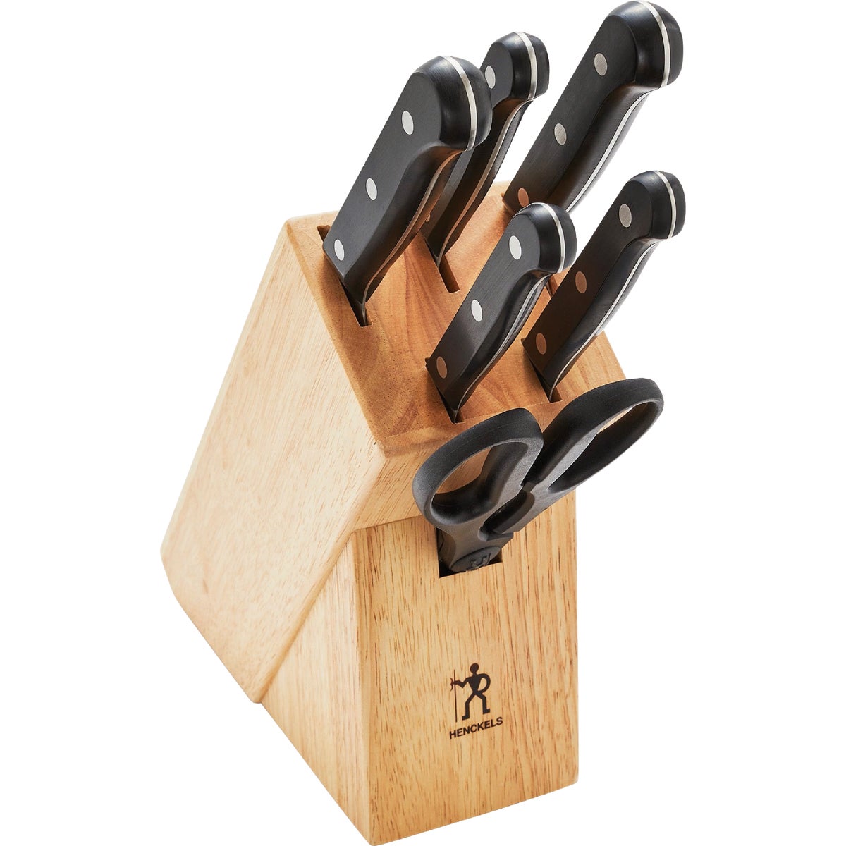 J. A. Henckels International Solution 7-Piece Knife Natural Wood Block Set