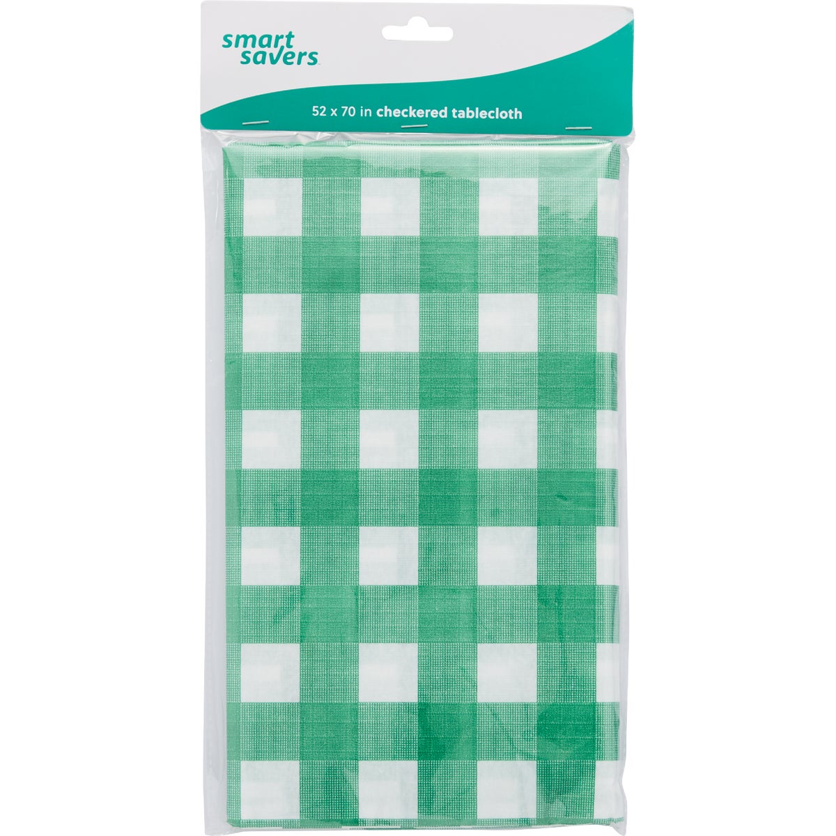 Smart Savers 52 In. W. x 70 In. L. Green & White Checkerboard Tablecloth