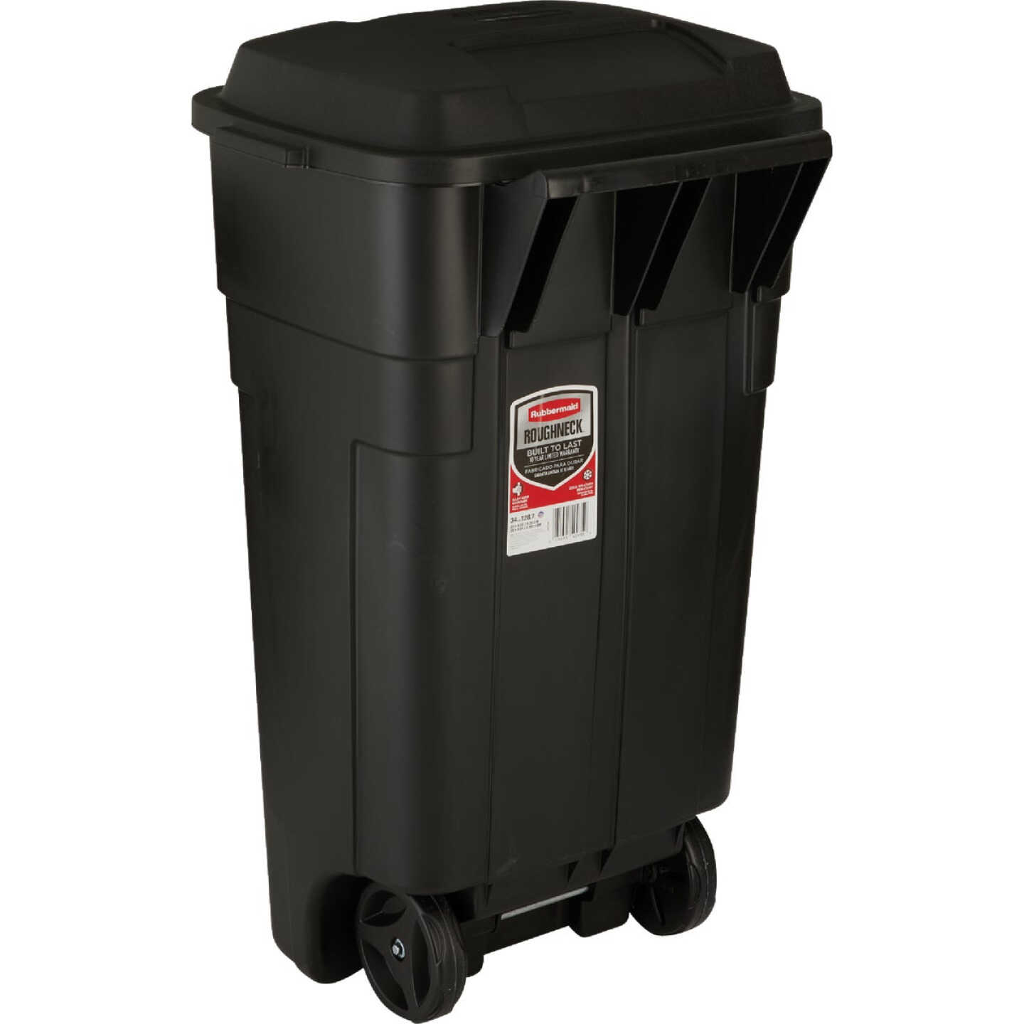 Rubbermaid Roughneck 34 Gal. Black Wheeled Trash Can with Lid Image 4