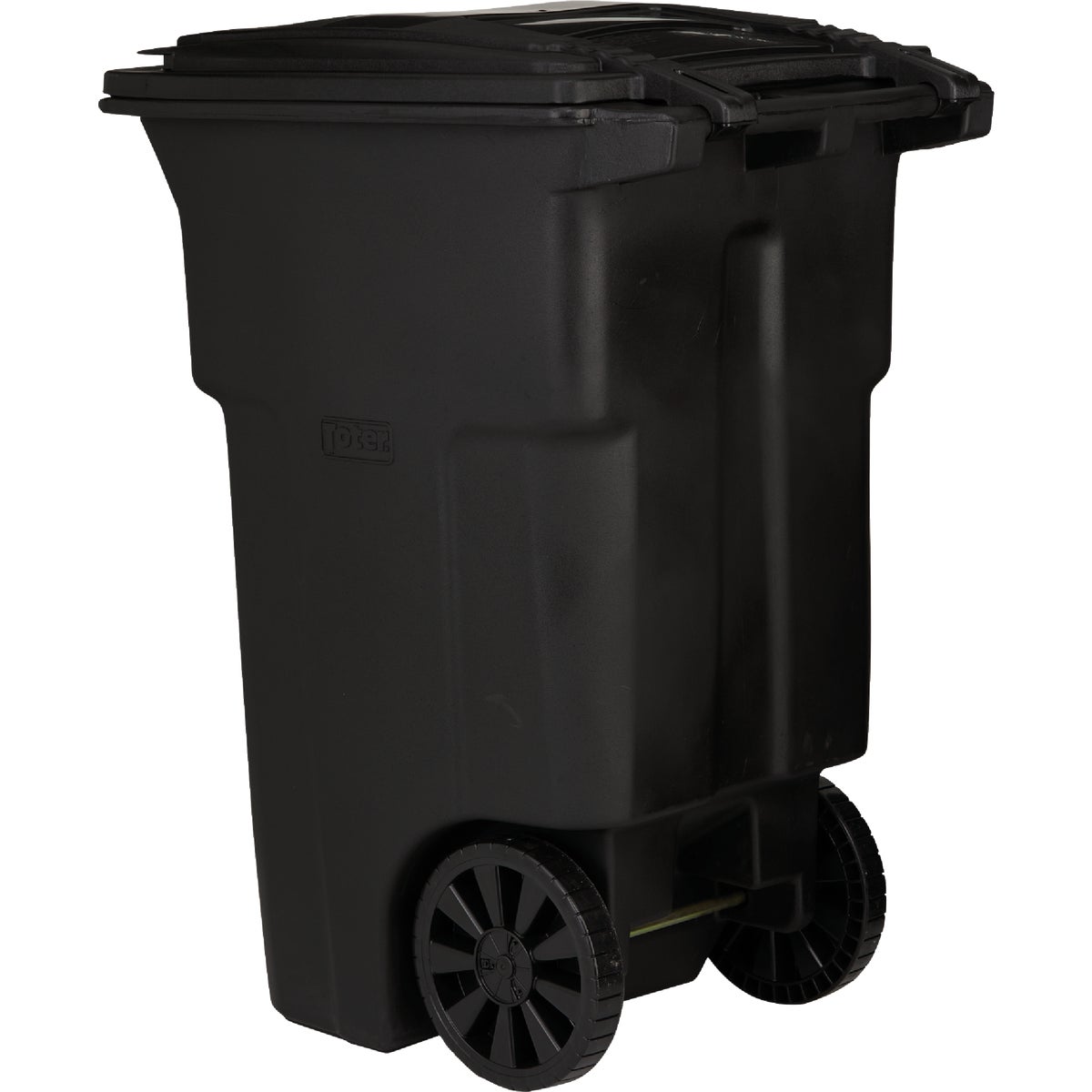 Toter 64 Gal. Black Outdoor Trash Can With Attached Lid and Wheels Image 4
