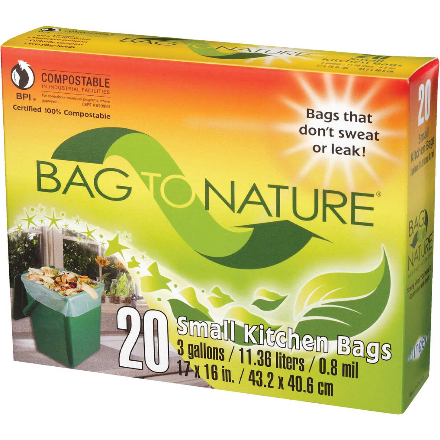 Bag-To-Nature 3 Gal. Compostable Green Trash Bag (20-Count) Image 3