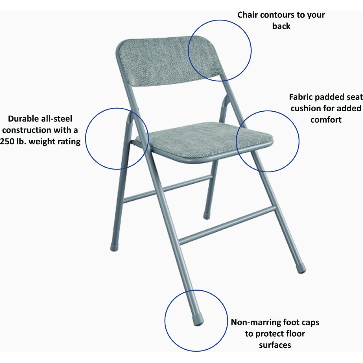 COSCO Gray Folding Vinyl Table and Fabric Chair Set (5-Piece) Image 2