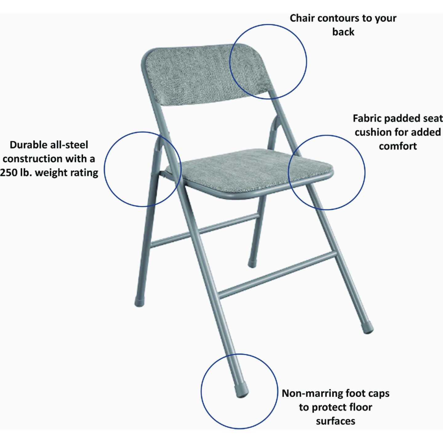 COSCO Gray Folding Vinyl Table and Fabric Chair Set (5-Piece) Image 2