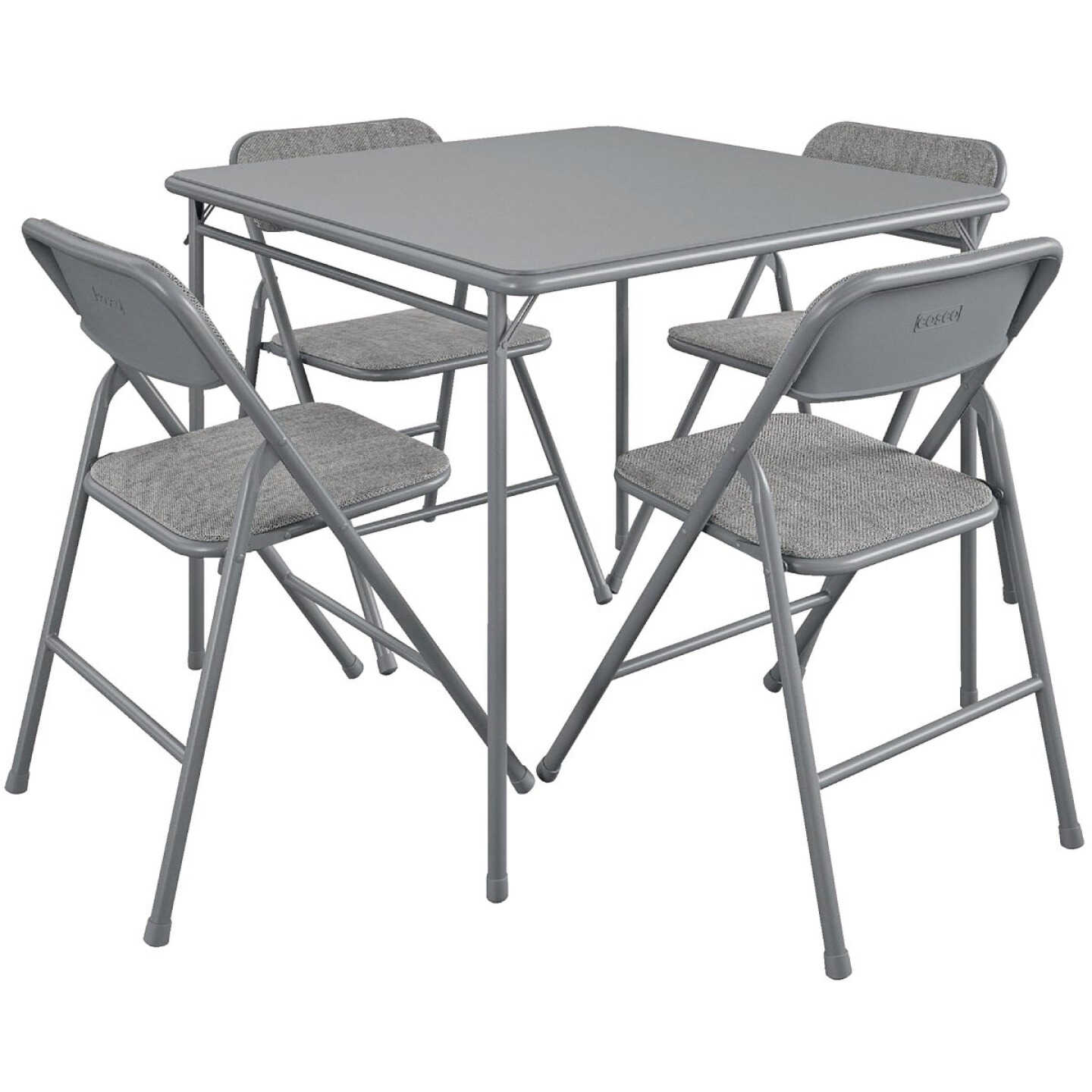 COSCO Gray Folding Vinyl Table and Fabric Chair Set (5-Piece) Image 1