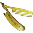 Lucky Jack Brass Plated Folding Beard Comb Image 1
