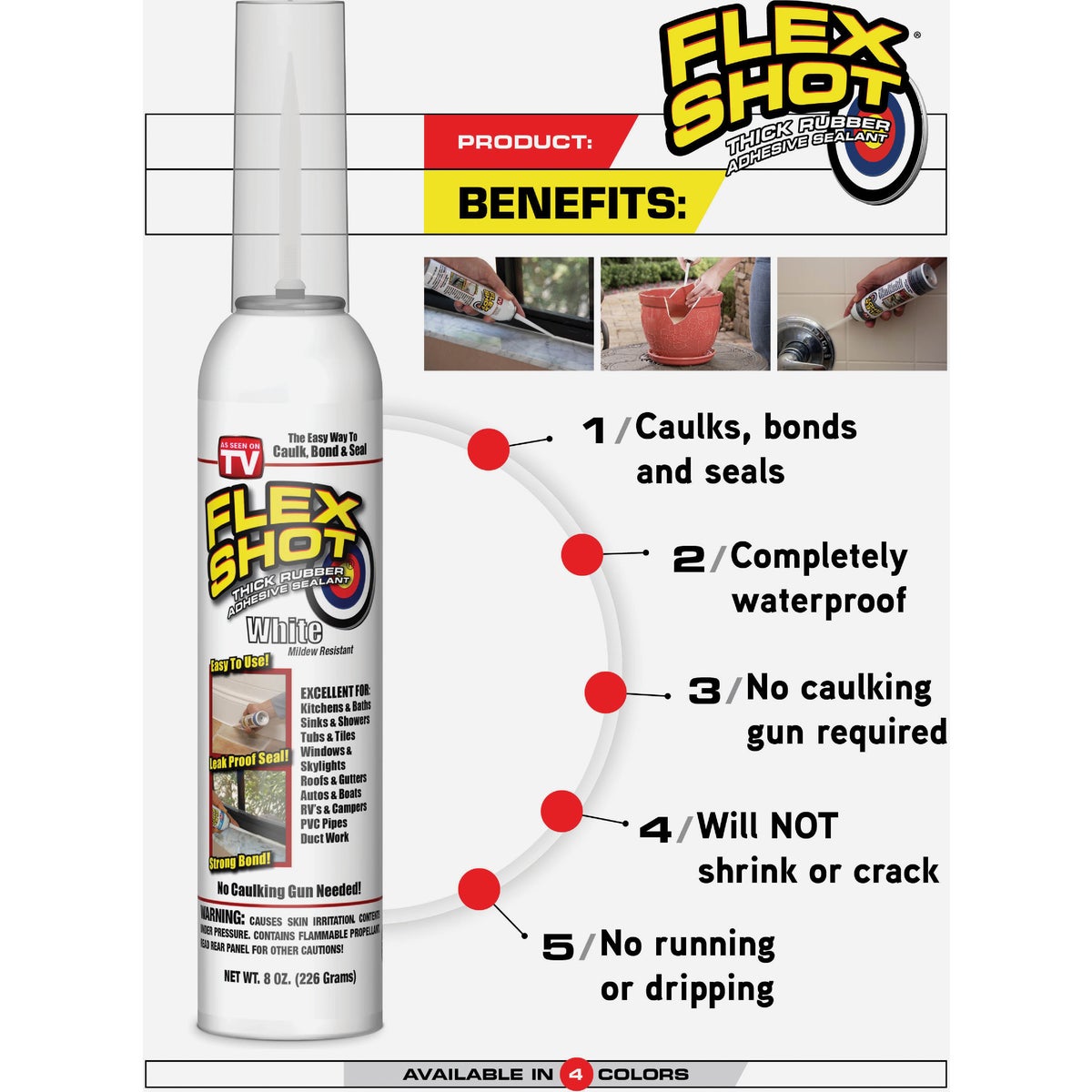 FLEX SHOT 8 Oz. Adhesive Rubber Sealant, Black Image 5