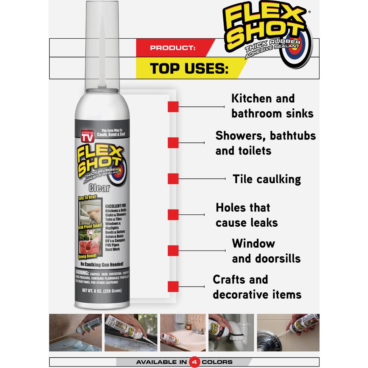 FLEX SHOT 8 Oz. Adhesive Rubber Sealant, Black Image 6