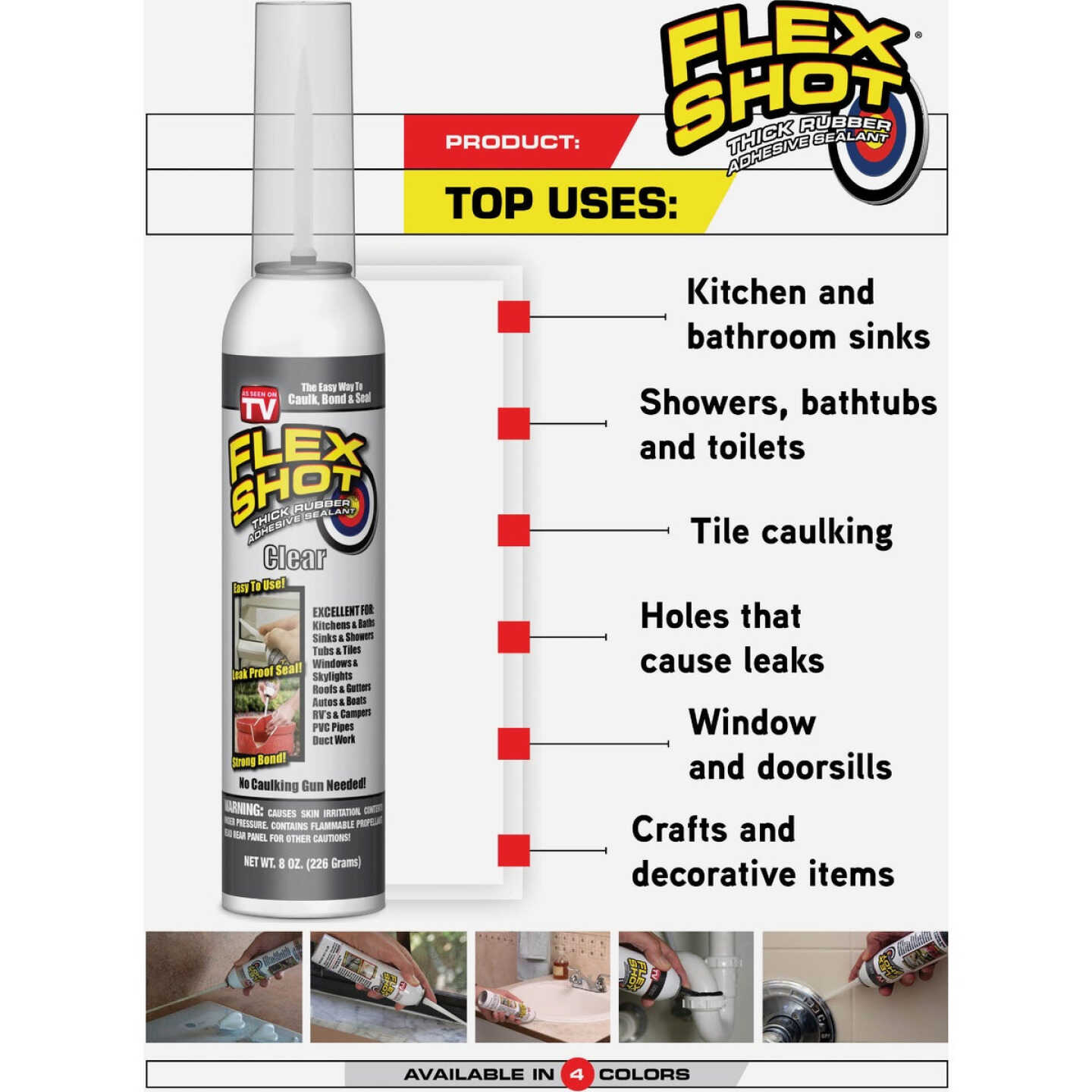 FLEX SHOT 8 Oz. Adhesive Rubber Sealant, Black Image 6